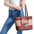 Dog Sled Christmas Leather Tote Bag Husky Sleigh Ride Design - Polynesian Pride