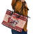 Dog Sled Christmas Leather Tote Bag Husky Sleigh Ride Design - Polynesian Pride