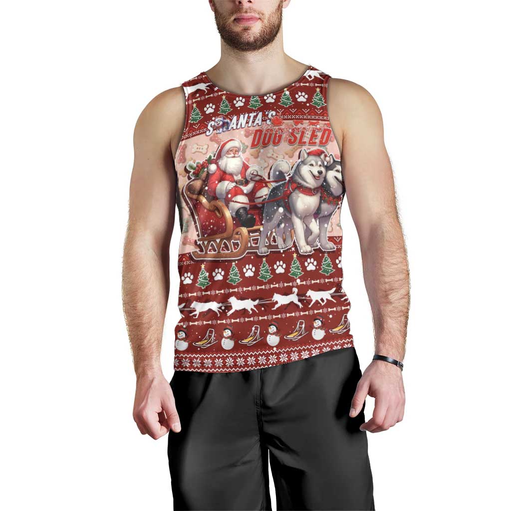 Dog Sled Christmas Men Tank Top Husky Sleigh Ride Design - Polynesian Pride