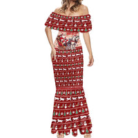 Dog Sled Christmas Mermaid Dress Husky Sleigh Ride Design - Polynesian Pride