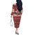 Dog Sled Christmas Off The Shoulder Long Sleeve Dress Husky Sleigh Ride Design - Polynesian Pride
