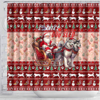 Dog Sled Christmas Shower Curtain Husky Sleigh Ride Design - Polynesian Pride