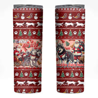 Dog Sled Christmas Skinny Tumbler Husky Sleigh Ride Design - Polynesian Pride