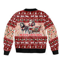 Dog Sled Christmas Sleeve Zip Bomber Jacket Husky Sleigh Ride Design - Polynesian Pride