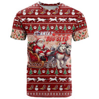 Dog Sled Christmas T Shirt Husky Sleigh Ride Design - Polynesian Pride