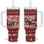 Dog Sled Christmas Tumbler With Handle Husky Sleigh Ride Design - Polynesian Pride