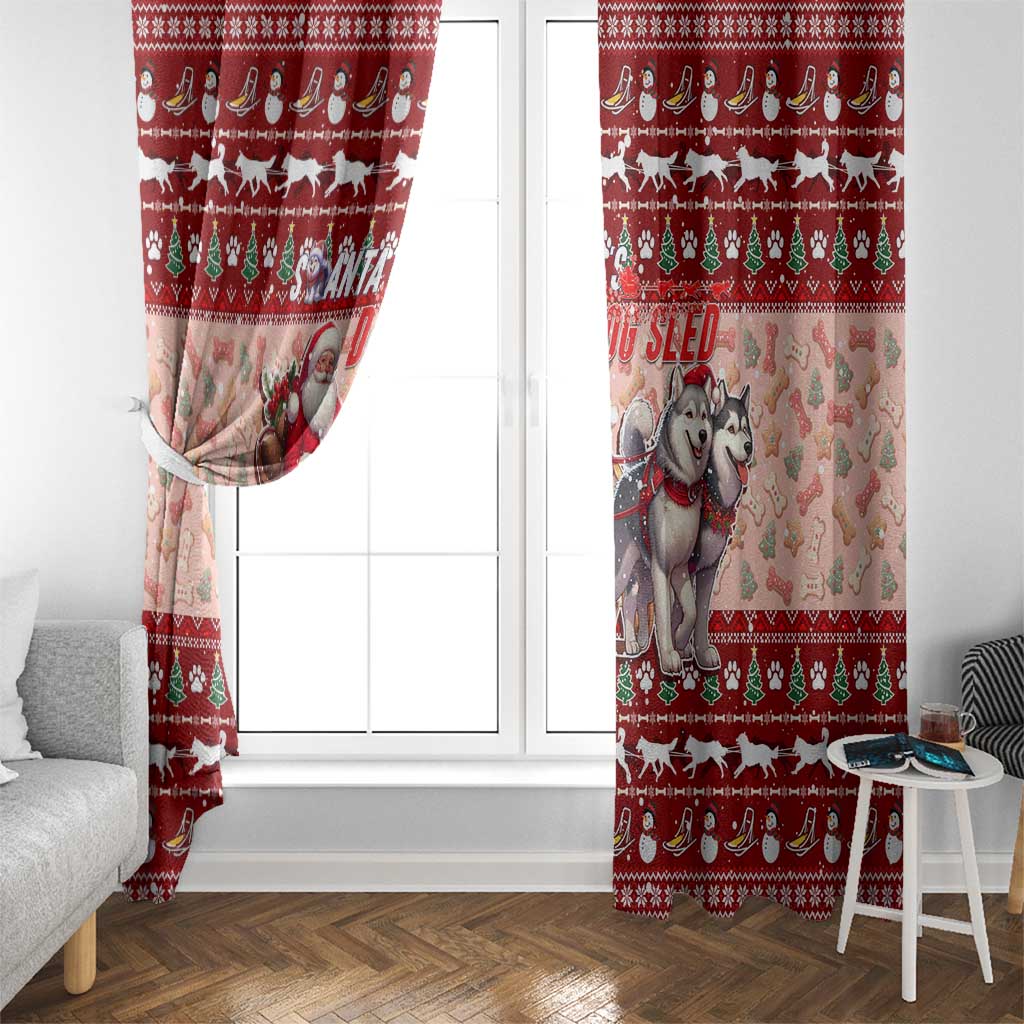 Dog Sled Christmas Window Curtain Husky Sleigh Ride Design - Polynesian Pride
