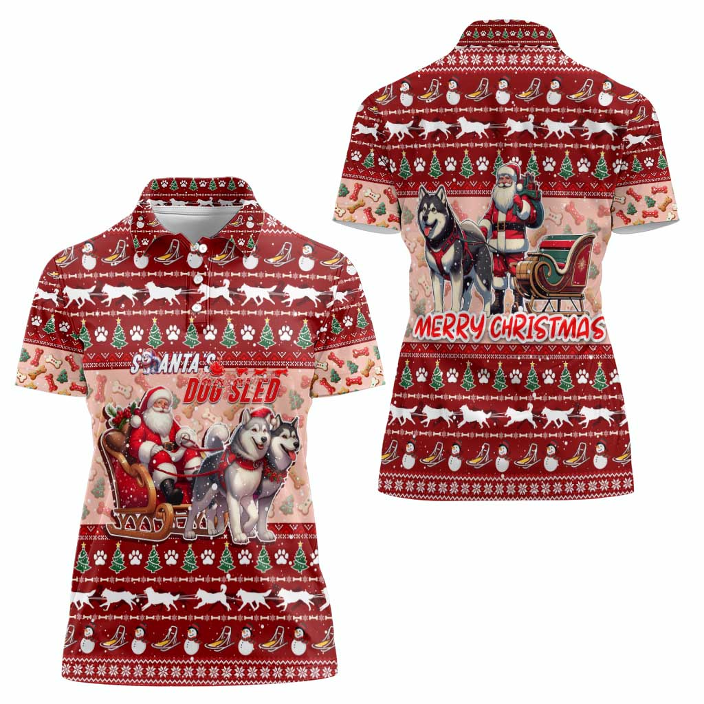 Dog Sled Christmas Women Polo Shirt Husky Sleigh Ride Design - Polynesian Pride