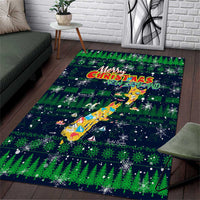 Merry Christmas New Zealand Area Rug Xmas Travel Map - Polynesian Pride
