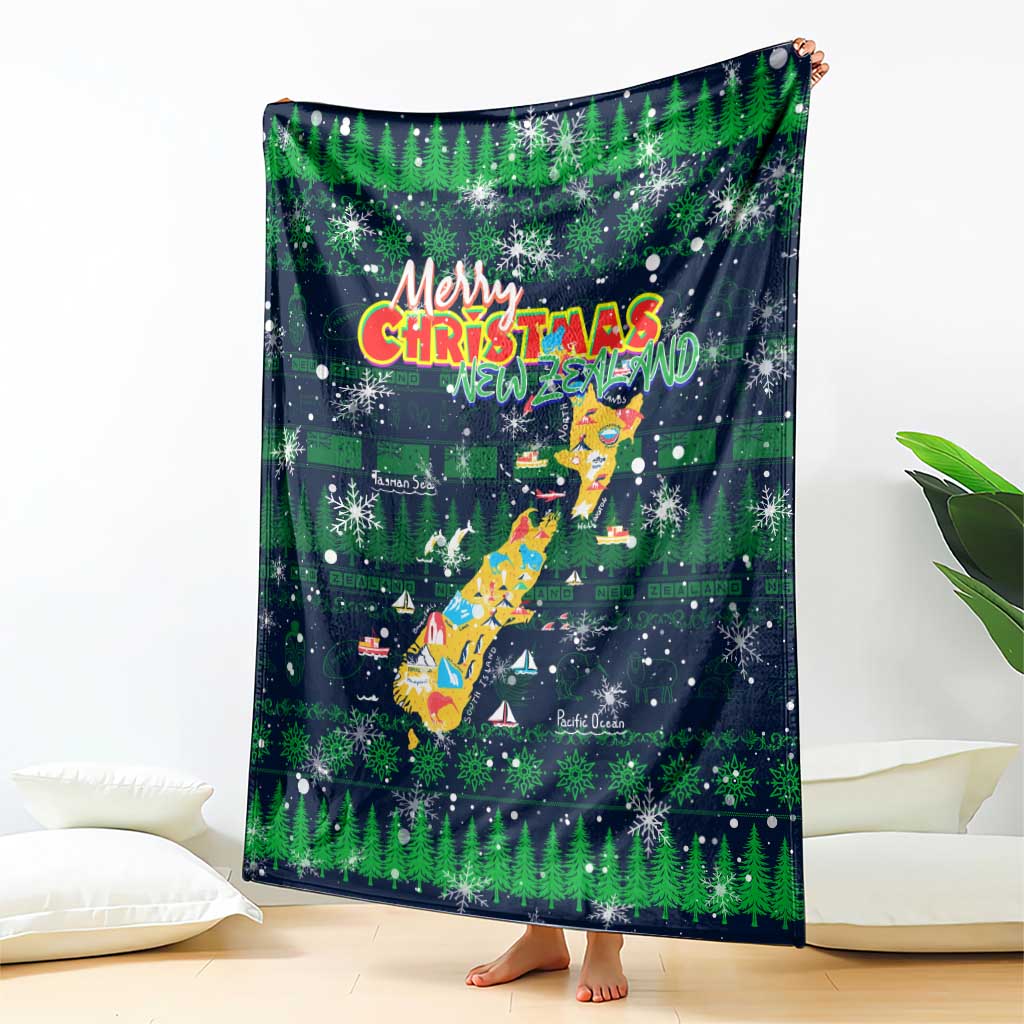 Merry Christmas New Zealand Blanket Xmas Travel Map - Polynesian Pride