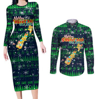 Merry Christmas New Zealand Couples Matching Long Sleeve Bodycon Dress and Long Sleeve Button Shirt Xmas Travel Map - Polynesian Pride