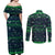 Merry Christmas New Zealand Couples Matching Off Shoulder Maxi Dress and Long Sleeve Button Shirt Xmas Travel Map - Polynesian Pride