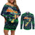 Merry Christmas New Zealand Couples Matching Off Shoulder Short Dress and Long Sleeve Button Shirt Xmas Travel Map - Polynesian Pride