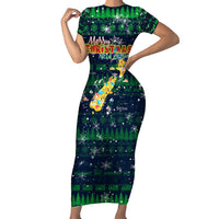 Merry Christmas New Zealand Family Matching Short Sleeve Bodycon Dress and Hawaiian Shirt Xmas Travel Map - Polynesian Pride