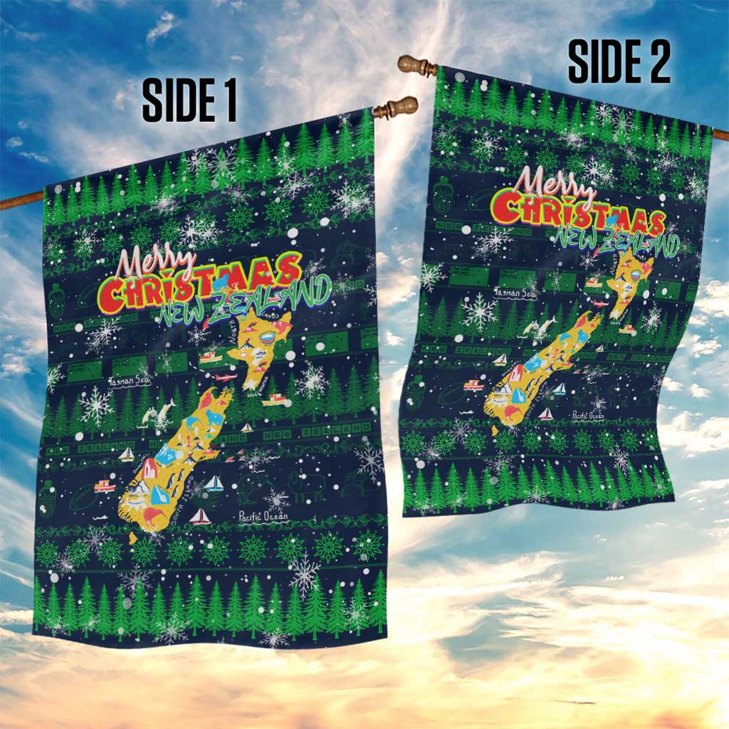 Merry Christmas New Zealand Garden Flag Xmas Travel Map - Polynesian Pride