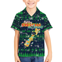 Merry Christmas New Zealand Kid Hawaiian Shirt Xmas Travel Map - Polynesian Pride