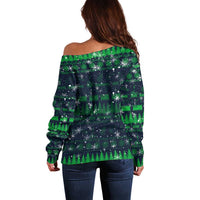 Merry Christmas New Zealand Off Shoulder Sweater Xmas Travel Map - Polynesian Pride