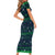 Merry Christmas New Zealand Short Sleeve Bodycon Dress Xmas Travel Map - Polynesian Pride