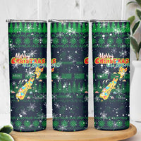 Merry Christmas New Zealand Skinny Tumbler Xmas Travel Map - Polynesian Pride