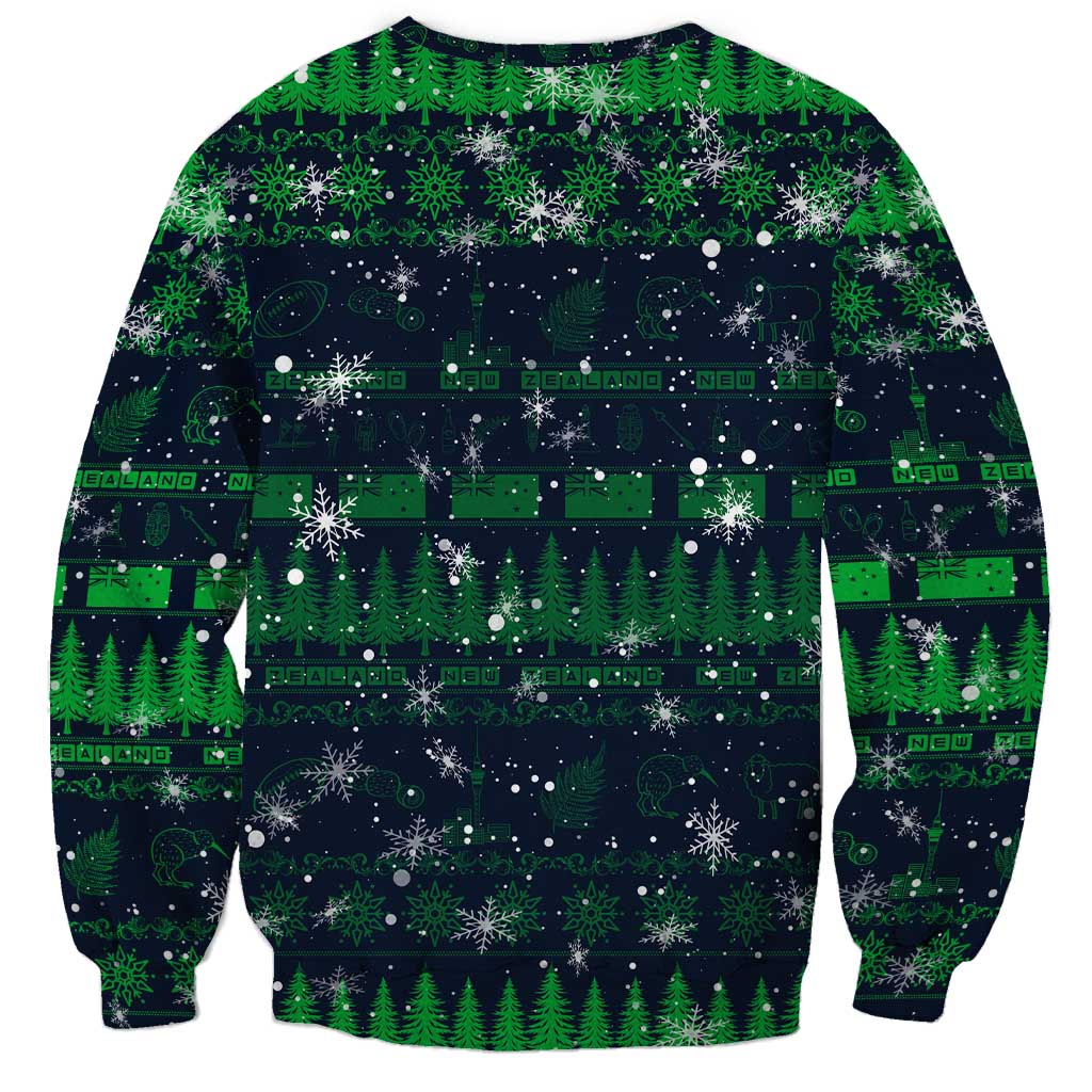 Merry Christmas New Zealand Sweatshirt Xmas Travel Map - Polynesian Pride