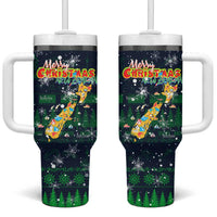 Merry Christmas New Zealand Tumbler With Handle Xmas Travel Map - Polynesian Pride