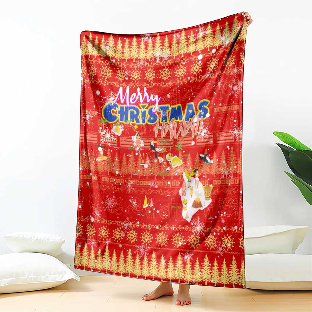 Merry Christmas Hawaii Blanket Xmas Travel Map - Polynesian Pride