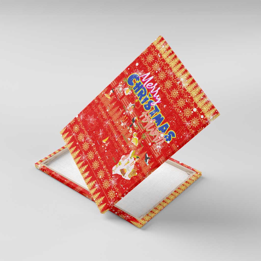 Merry Christmas Hawaii Canvas Wall Art Xmas Travel Map - Polynesian Pride