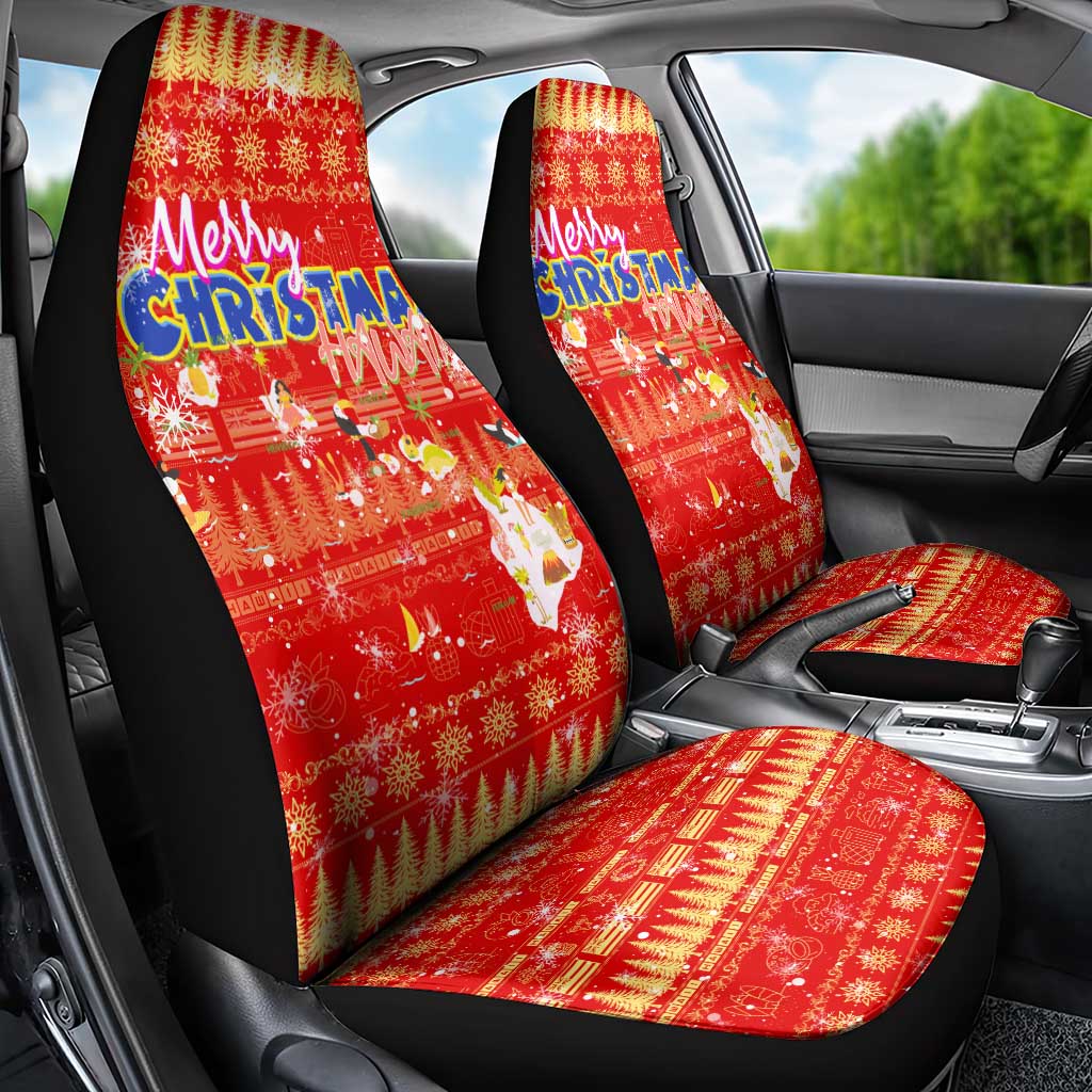 Merry Christmas Hawaii Car Seat Cover Xmas Travel Map - Polynesian Pride