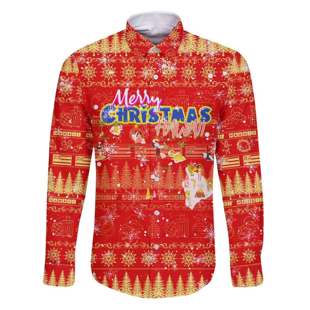 Merry Christmas Hawaii Family Matching Puletasi and Hawaiian Shirt Xmas Travel Map - Polynesian Pride