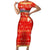 Merry Christmas Hawaii Family Matching Short Sleeve Bodycon Dress and Hawaiian Shirt Xmas Travel Map - Polynesian Pride