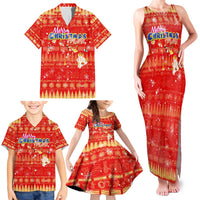 Merry Christmas Hawaii Family Matching Tank Maxi Dress and Hawaiian Shirt Xmas Travel Map - Polynesian Pride