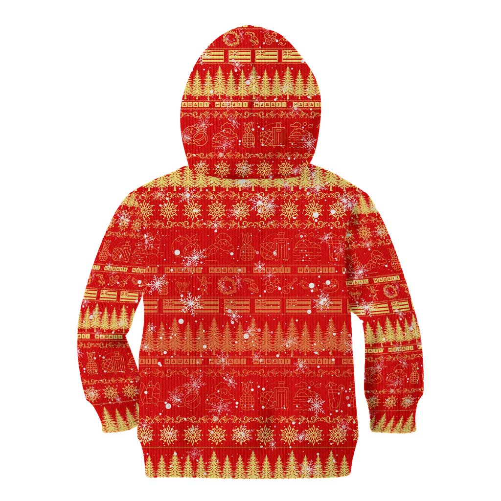 Merry Christmas Hawaii Kid Hoodie Xmas Travel Map - Polynesian Pride