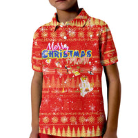 Merry Christmas Hawaii Kid Polo Shirt Xmas Travel Map - Polynesian Pride