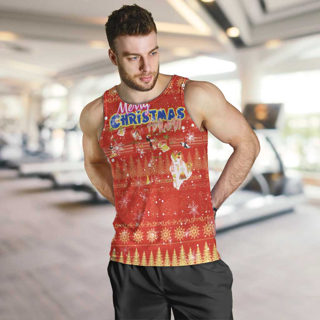 Merry Christmas Hawaii Men Tank Top Xmas Travel Map - Polynesian Pride