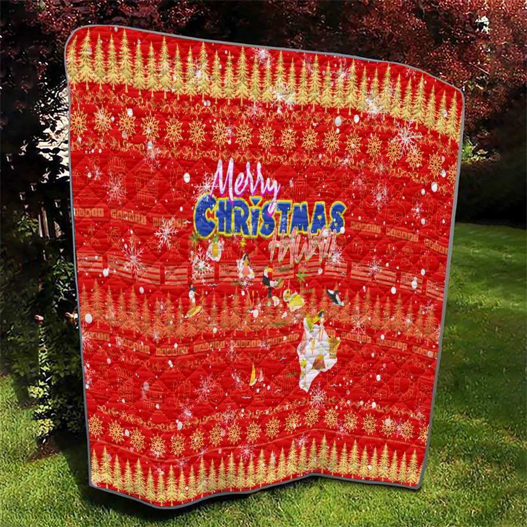 Merry Christmas Hawaii Quilt Xmas Travel Map - Polynesian Pride