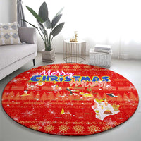 Merry Christmas Hawaii Round Carpet Xmas Travel Map - Polynesian Pride