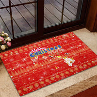Merry Christmas Hawaii Rubber Doormat Xmas Travel Map - Polynesian Pride