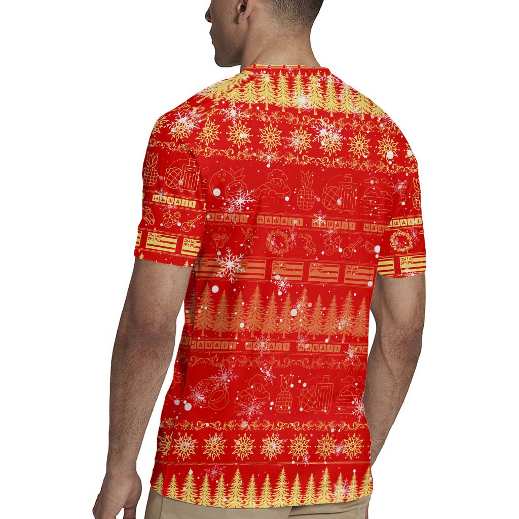 Merry Christmas Hawaii Rugby Jersey Xmas Travel Map - Polynesian Pride