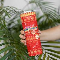 Merry Christmas Hawaii Skinny Tumbler Xmas Travel Map - Polynesian Pride