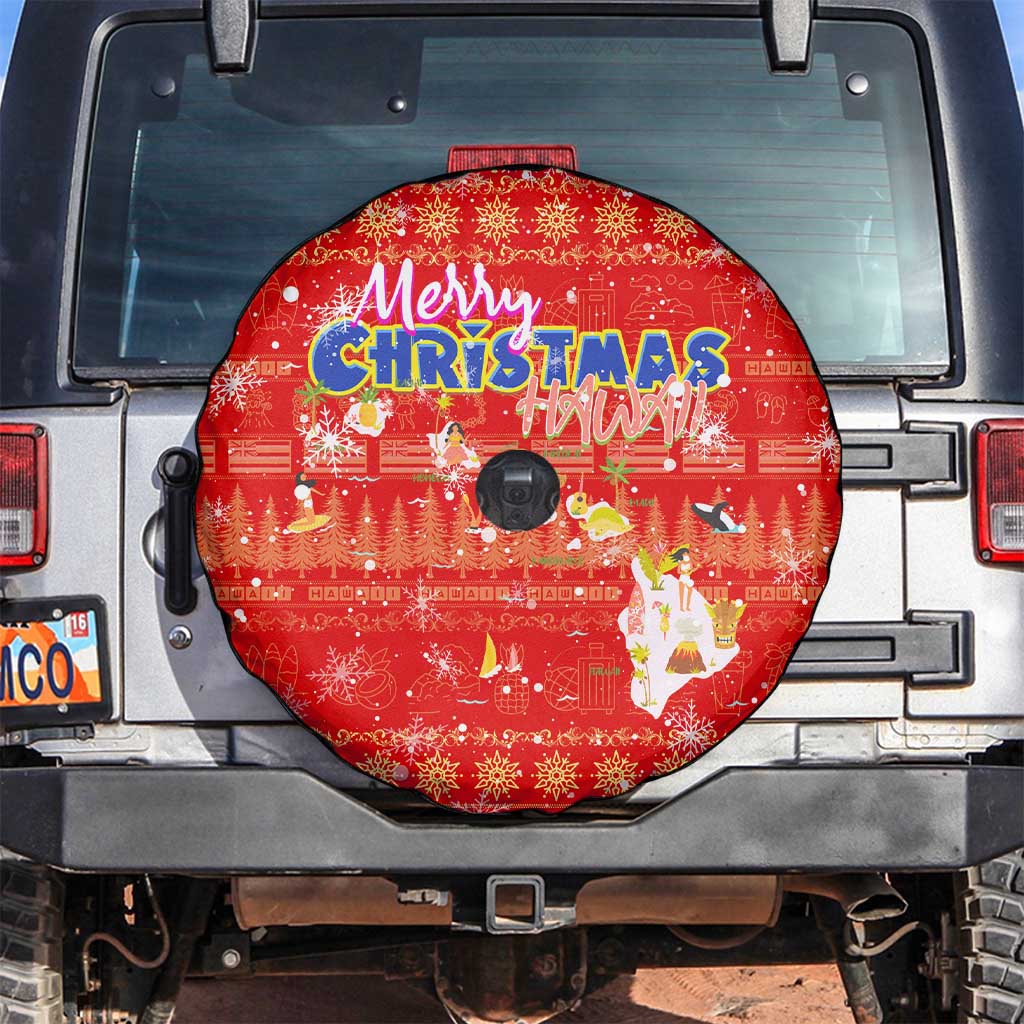Merry Christmas Hawaii Spare Tire Cover Xmas Travel Map - Polynesian Pride