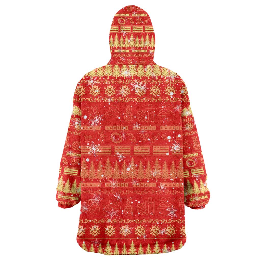 Merry Christmas Hawaii Wearable Blanket Hoodie Xmas Travel Map - Polynesian Pride