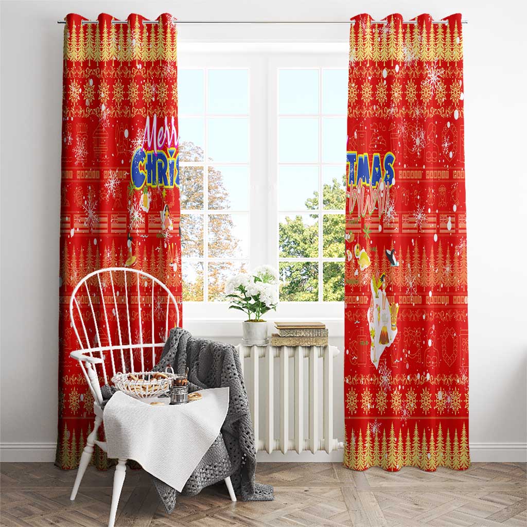 Merry Christmas Hawaii Window Curtain Xmas Travel Map - Polynesian Pride