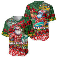 Mele Kalikimaka Shaka Santa Baseball Jersey Hawaiian Surf Christmas Design with Aloha Spirit - Polynesian Pride