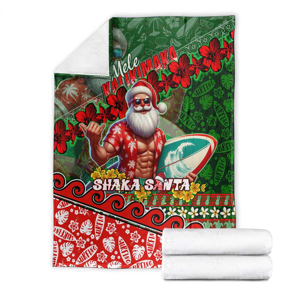 Mele Kalikimaka Shaka Santa Blanket Hawaiian Surf Christmas Design with Aloha Spirit - Polynesian Pride