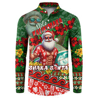 Mele Kalikimaka Shaka Santa Button Sweatshirt Hawaiian Surf Christmas Design with Aloha Spirit - Polynesian Pride