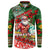 Mele Kalikimaka Shaka Santa Button Sweatshirt Hawaiian Surf Christmas Design with Aloha Spirit - Polynesian Pride