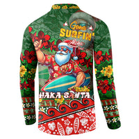 Mele Kalikimaka Shaka Santa Button Sweatshirt Hawaiian Surf Christmas Design with Aloha Spirit - Polynesian Pride