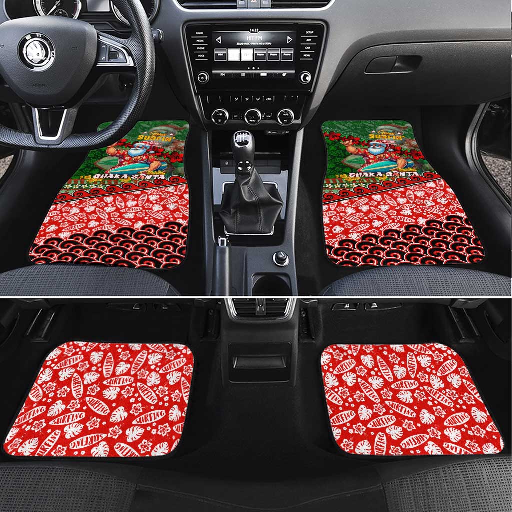 Mele Kalikimaka Shaka Santa Car Mats Hawaiian Surf Christmas Design with Aloha Spirit - Polynesian Pride