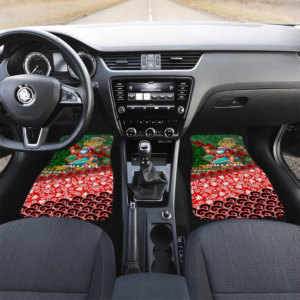Mele Kalikimaka Shaka Santa Car Mats Hawaiian Surf Christmas Design with Aloha Spirit - Polynesian Pride