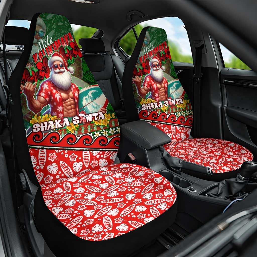 Mele Kalikimaka Shaka Santa Car Seat Cover Hawaiian Surf Christmas Design with Aloha Spirit - Polynesian Pride